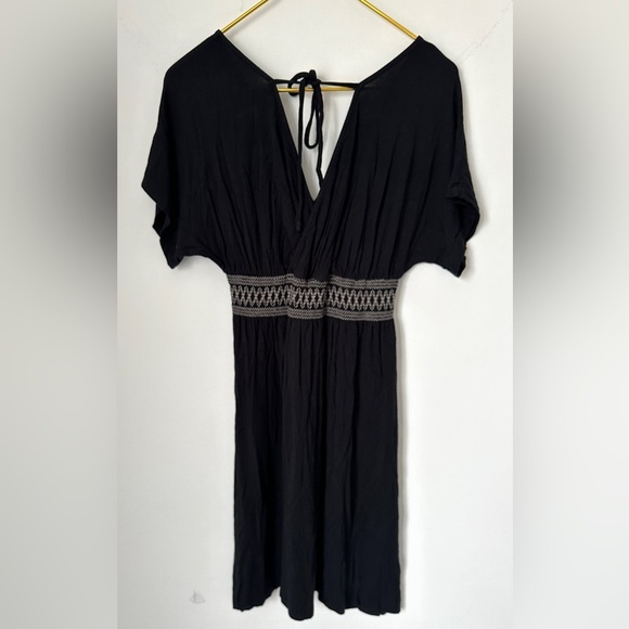 Soma Black Smocked Waist Short Sleeve Lightweight Soft Stretch Dress Women’s XS - Picture 3 of 6